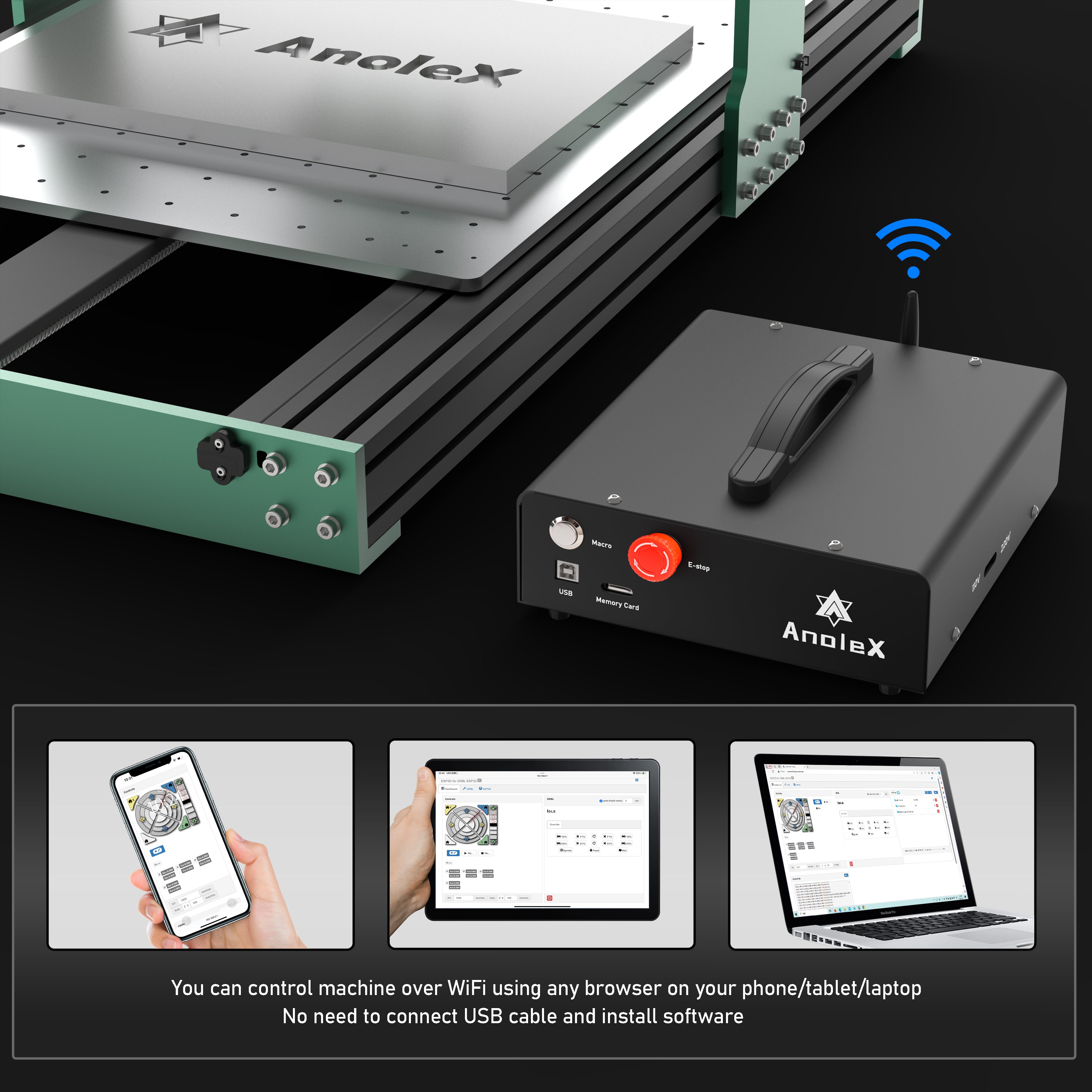AnoleX CNC Router Machine 4060-Evo Ultra 2 + 1.5kw Spindle Kit + 3Pcs Closed Loop Stepper Motor