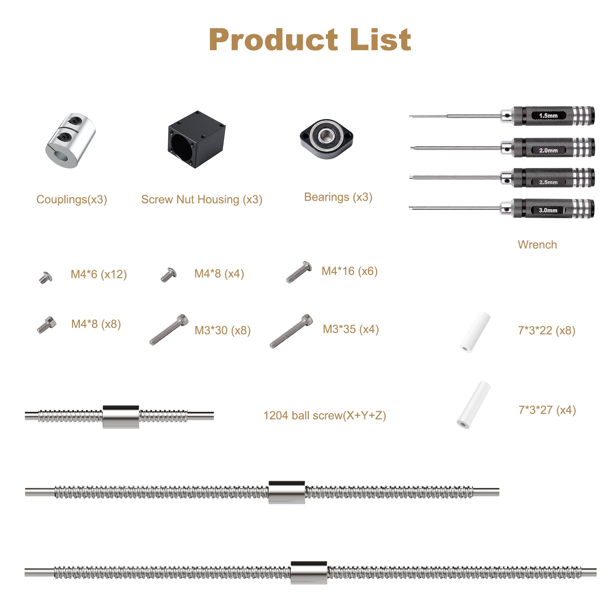 1204 Ball Screw Upgrade Kit for AnoleX CNC 3030-Evo Max
