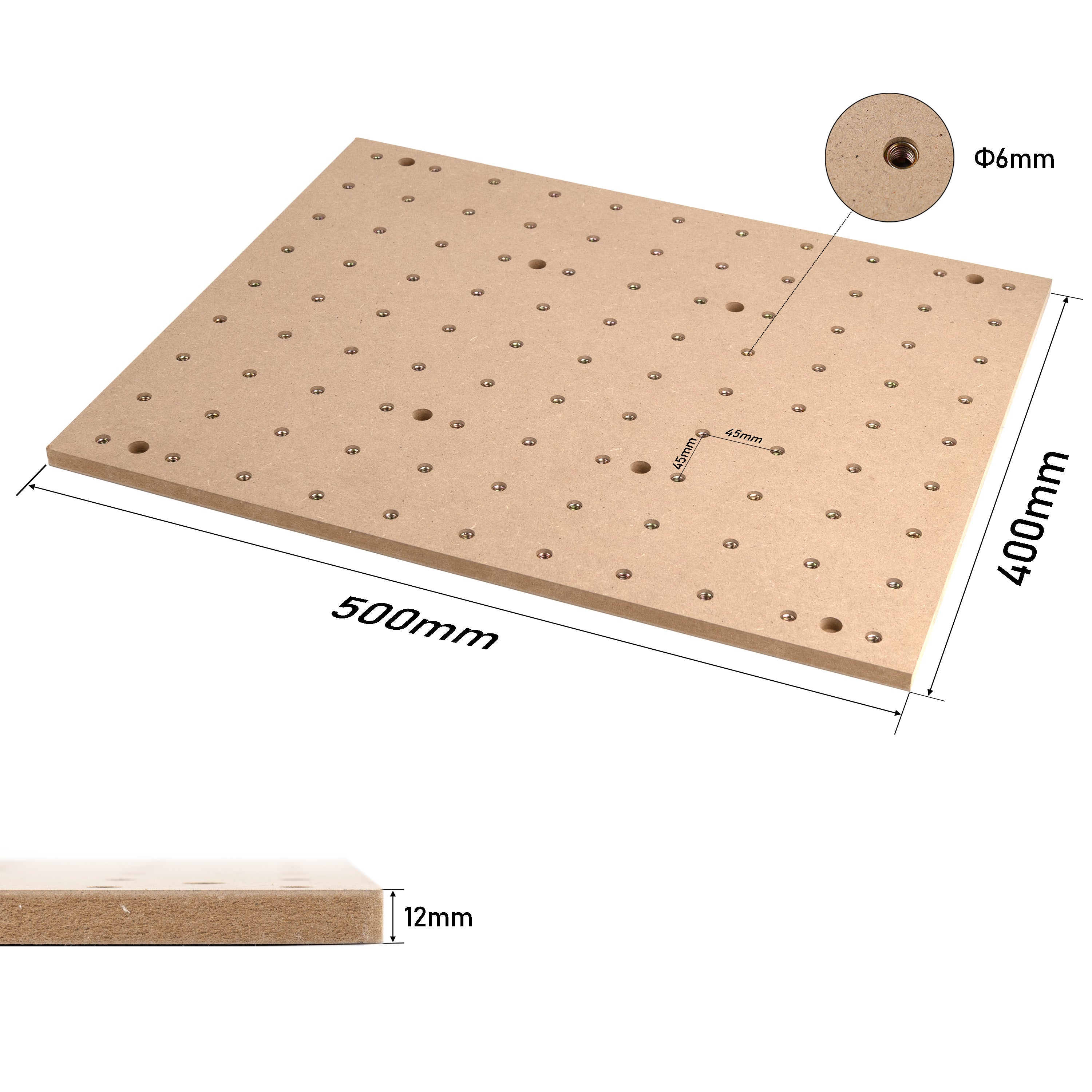 CNC Machine MDF Spoilboard Table for 4030/4060-Evo Ultra2, 500*400*12mm