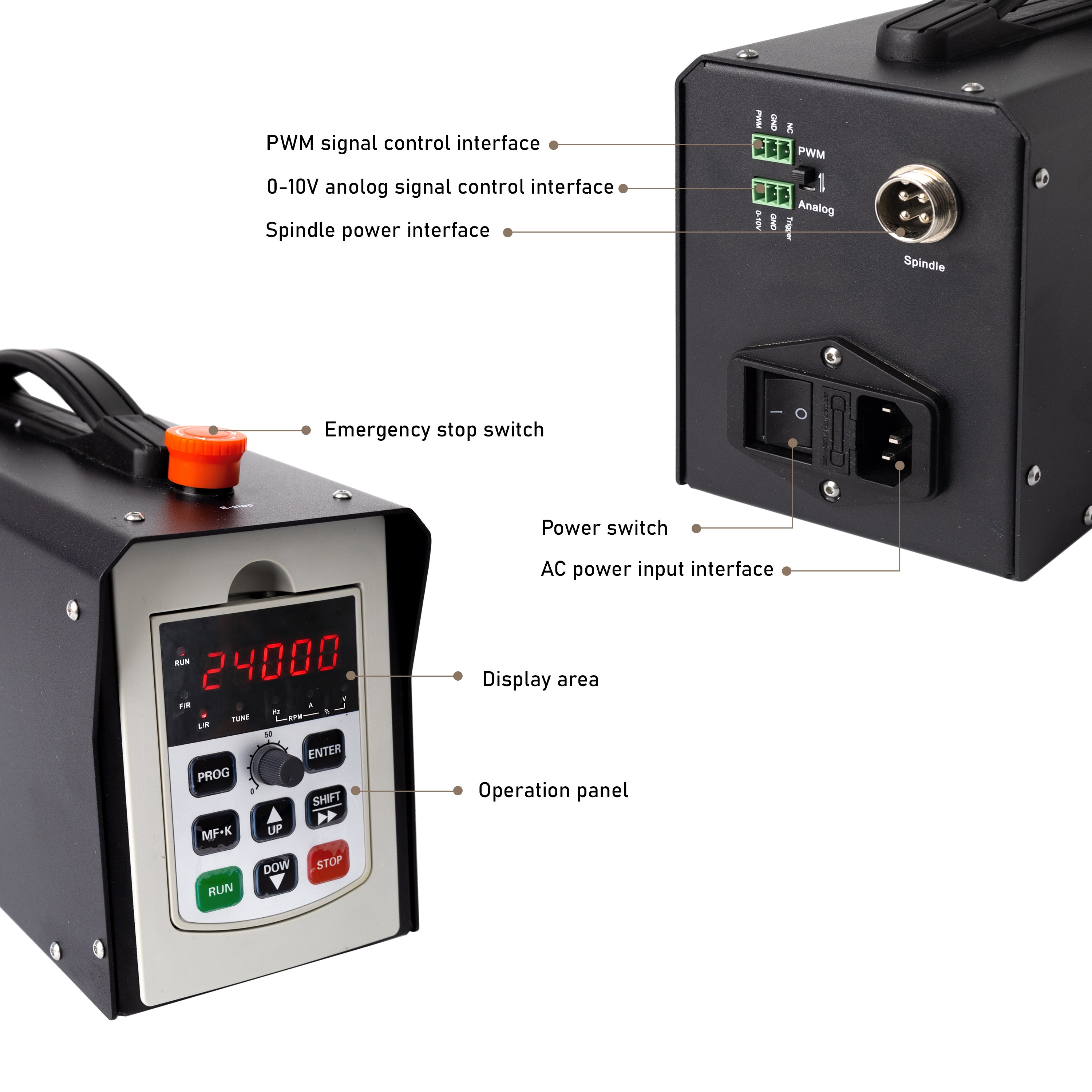 【220V】1.5KW CNC Spindle Motor Kits with Software Speed Control, Φ65mm Air Cooled VFD Spindle with ER11 Collets