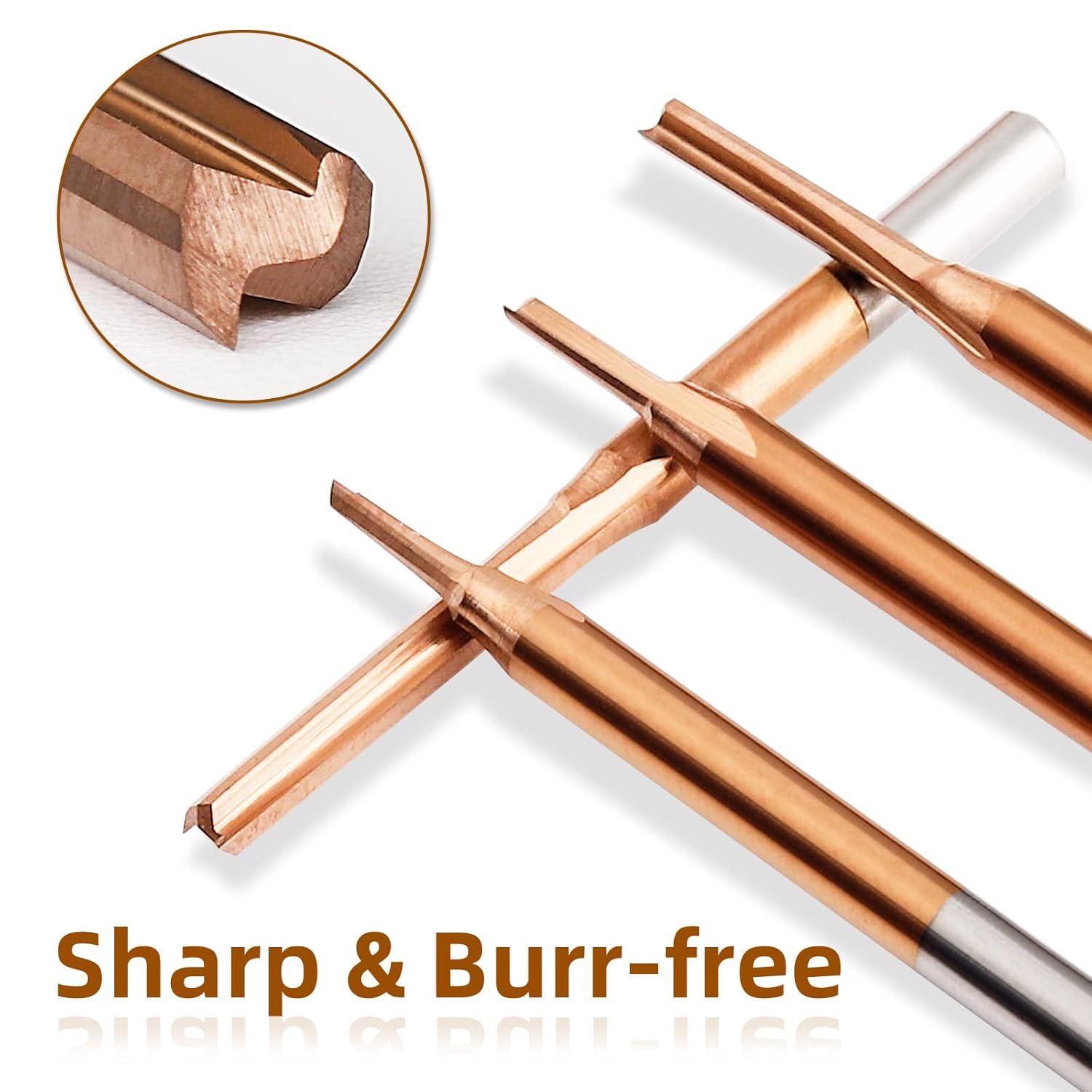 10Pcs CNC Router Bit Set, 1/8” Shank Straight CNC Bits TiCN Coating Carbide Engraving Tool End Milling Cutter| 1/1.5/2/2.5/3.175mm