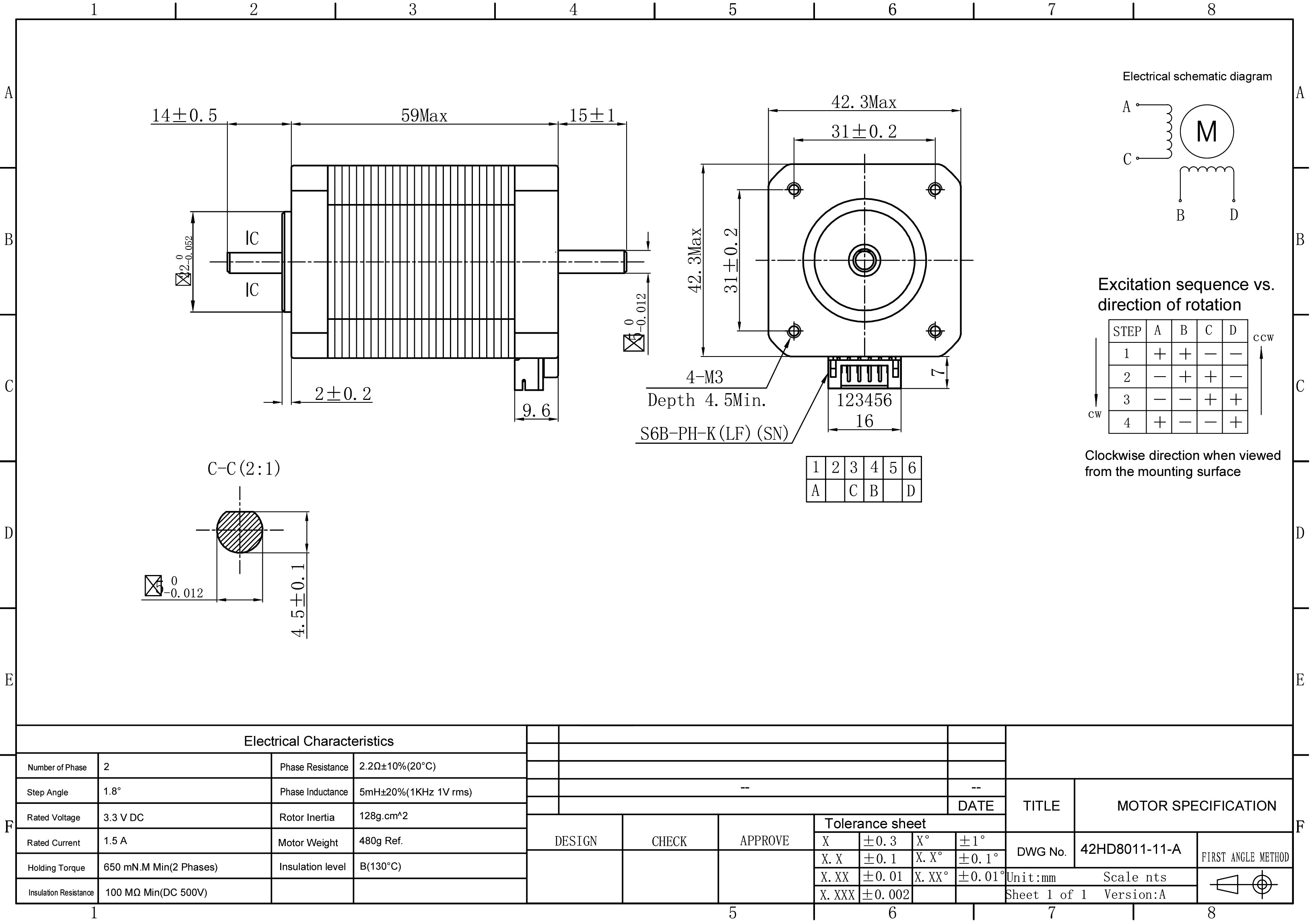 3Pcs Nema 17 Stepper Motor Bipolar 1.5A 65Ncm 42x42x60mm 1.8deg 4 Wires with 1m Cable and Connector