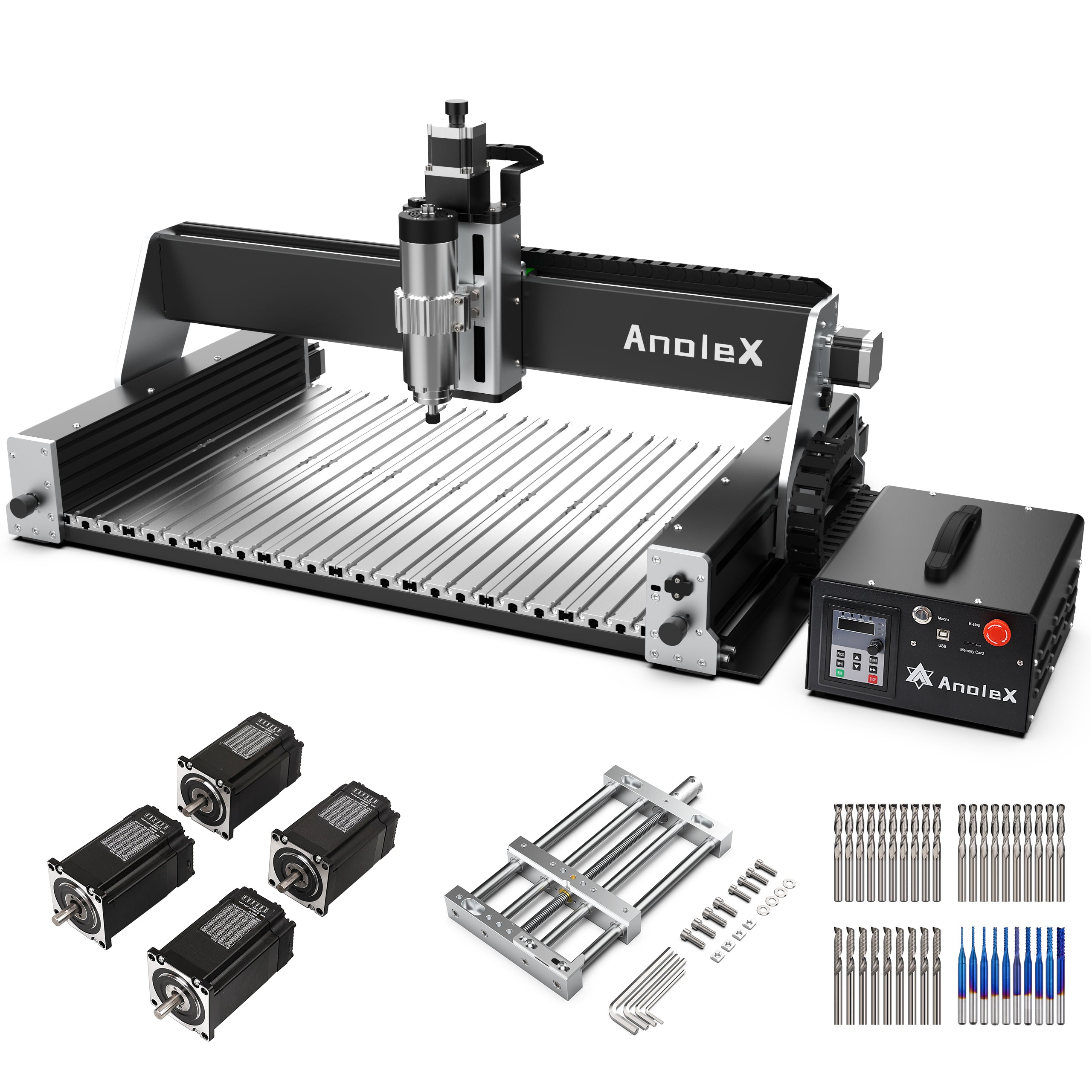 AnoleX CNC Router Machine RX6040+ Closed-loop Motor+ CNC Vise+ 4in1 CNC Bit Sets