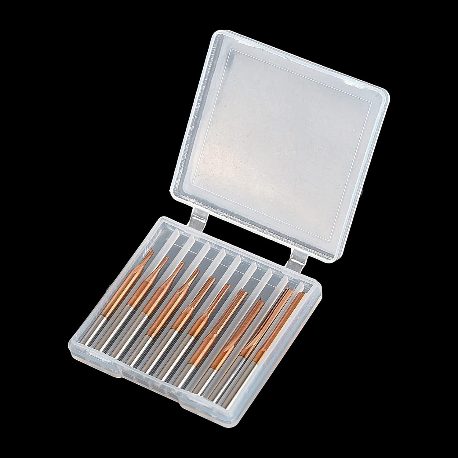 10Pcs CNC Router Bit Set, 1/8” Shank Straight CNC Bits TiCN Coating Carbide Engraving Tool End Milling Cutter| 1/1.5/2/2.5/3.175mm