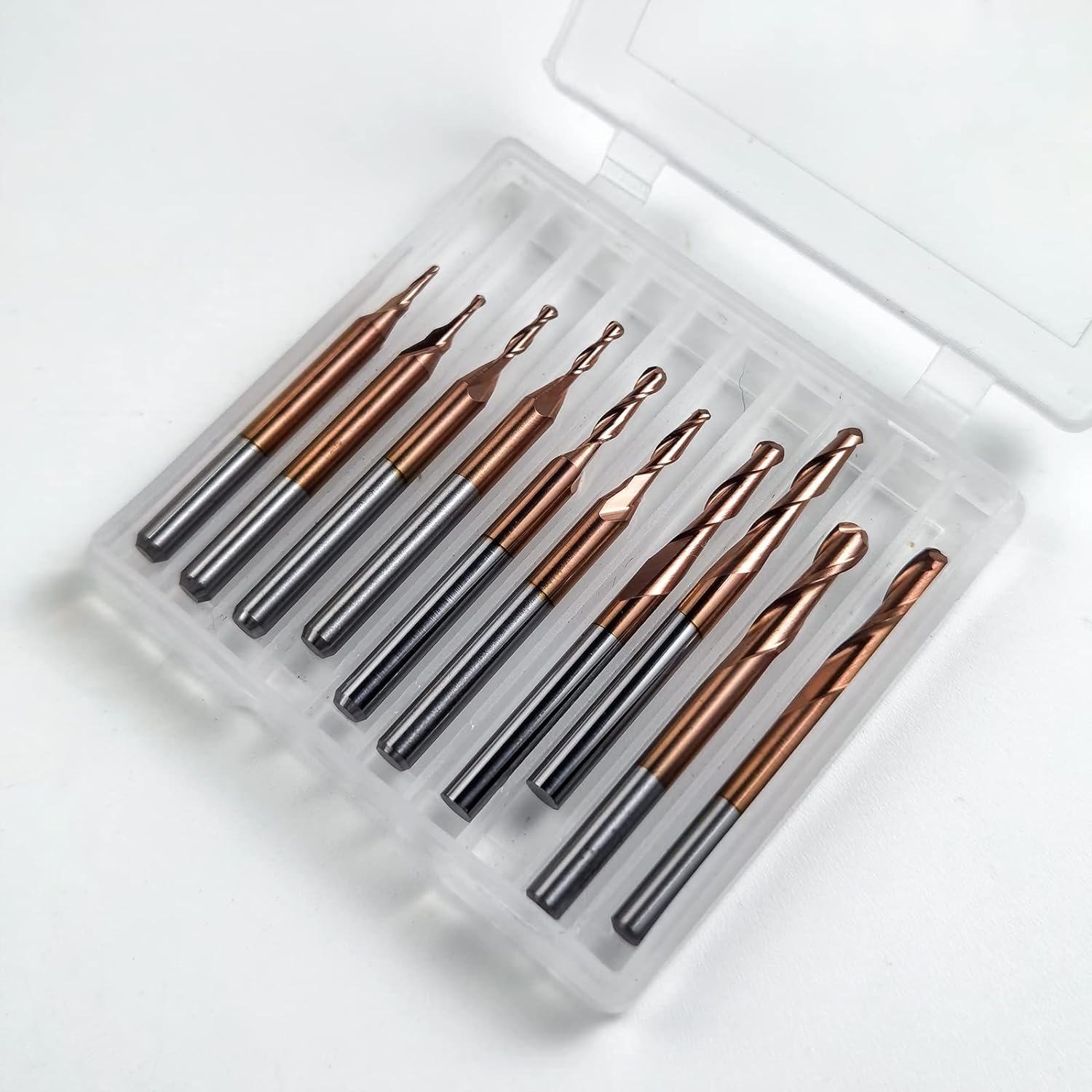 10pcs 1/8" Shank TiCN Coated Ball Nose CNC Router Bits | Cutting Diameter 1/1.5/2/2.5/3.175mm