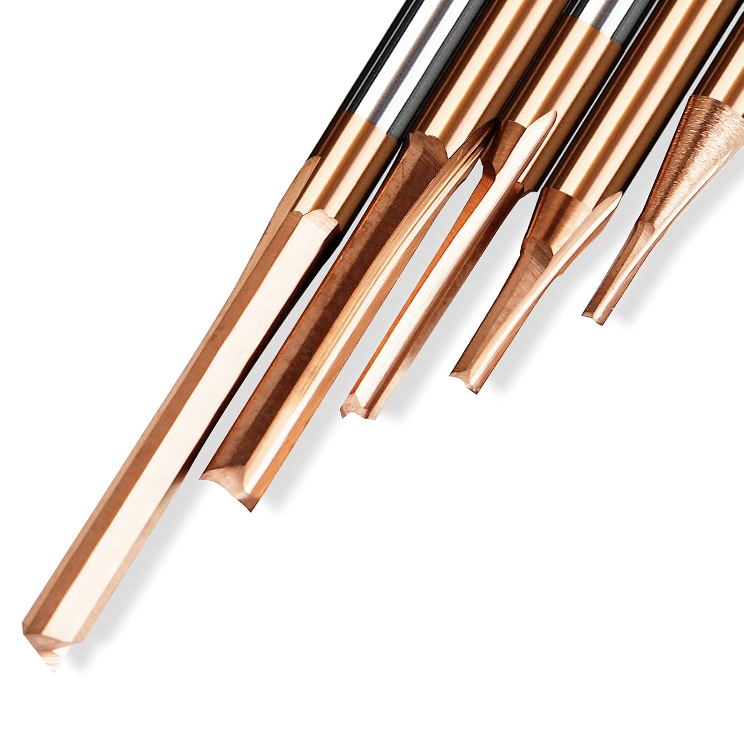 10Pcs CNC Router Bit Set, 1/8” Shank Straight CNC Bits TiCN Coating Carbide Engraving Tool End Milling Cutter| 1/1.5/2/2.5/3.175mm