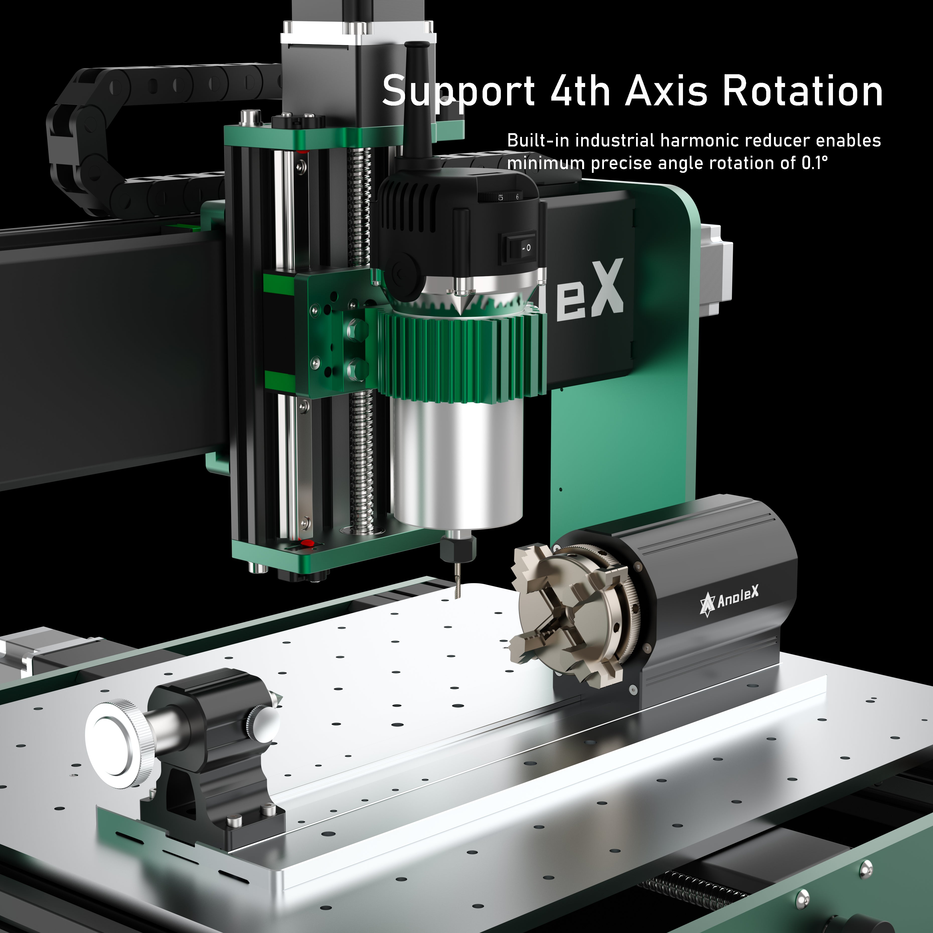 AnoleX CNC Router Machine 4030-Evo Ultra 2+ 1.5kw Spindle Kit + MDF Spoilboard + Closed Loop Stepper Motor+4th Axis Rotary Module