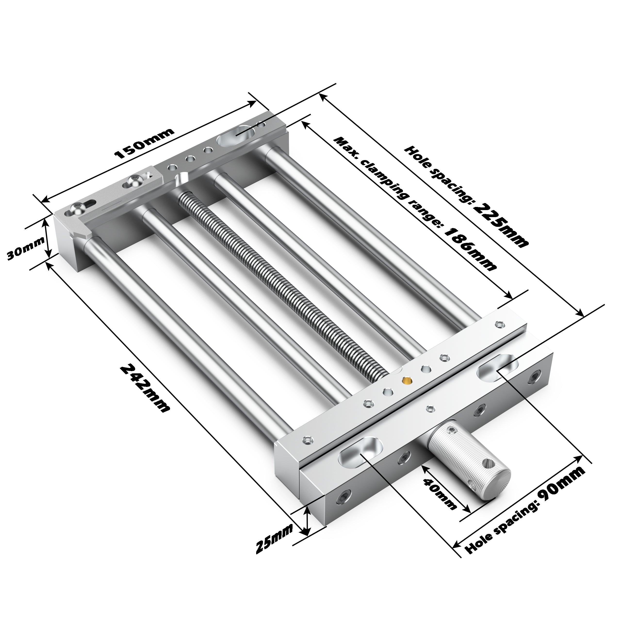 CNC Router High-Precision Aluminum Vise Bench Clamp, 282mm x 150mm x 30mm