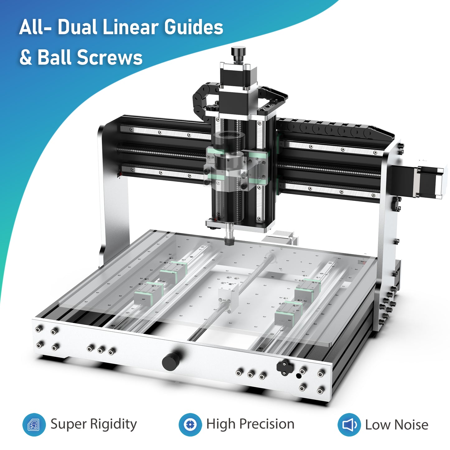 AnoleX CNC Router Machine 4030-Evo Ultra, All-Metal XYZ Axis Dual Steel Linear Guides & Ball Screws with 500W Spindle