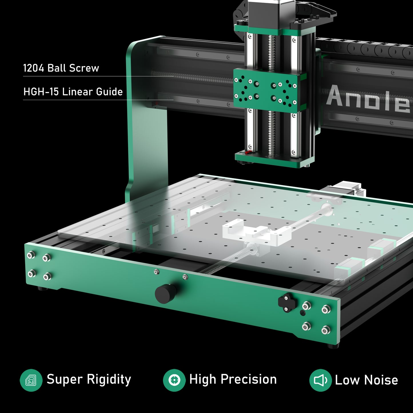 AnoleX CNC Router Machine 4030-Evo Ultra 2, All-Metal XYZ Axis Dual Steel Linear Guides & Ball Screws with 800W Trim Router