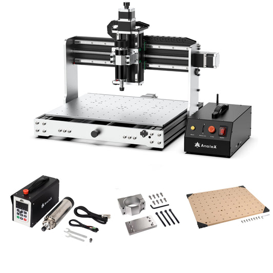 AnoleX 4030-Evo Ultra Desktop CNC Router+New 1.5kw Spindle kit+Φ65mm Spindle Clamp+MDF Spoilboard