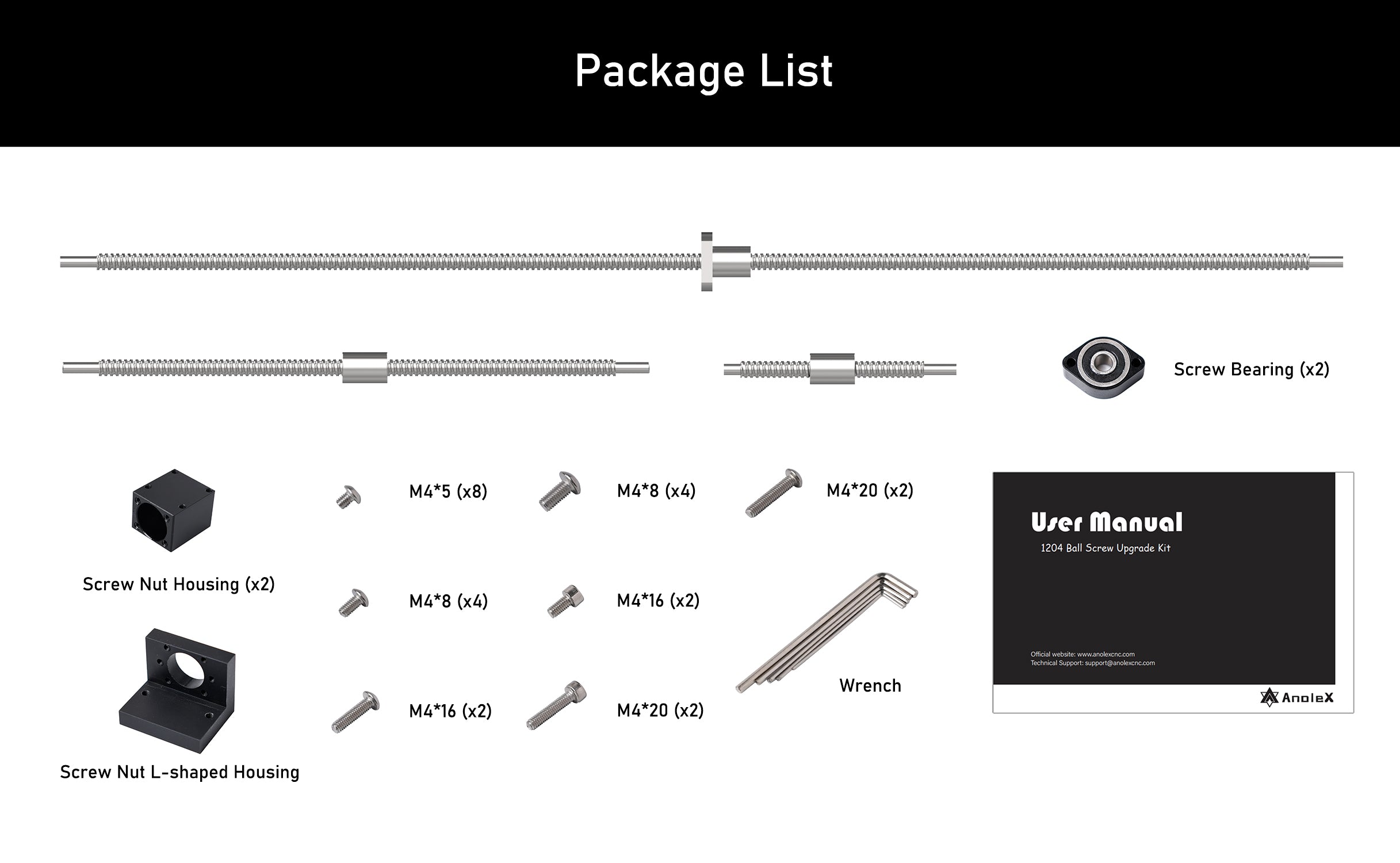 1204 Ball Screw Upgrade Kit for AnoleX 3060-Evo Pro