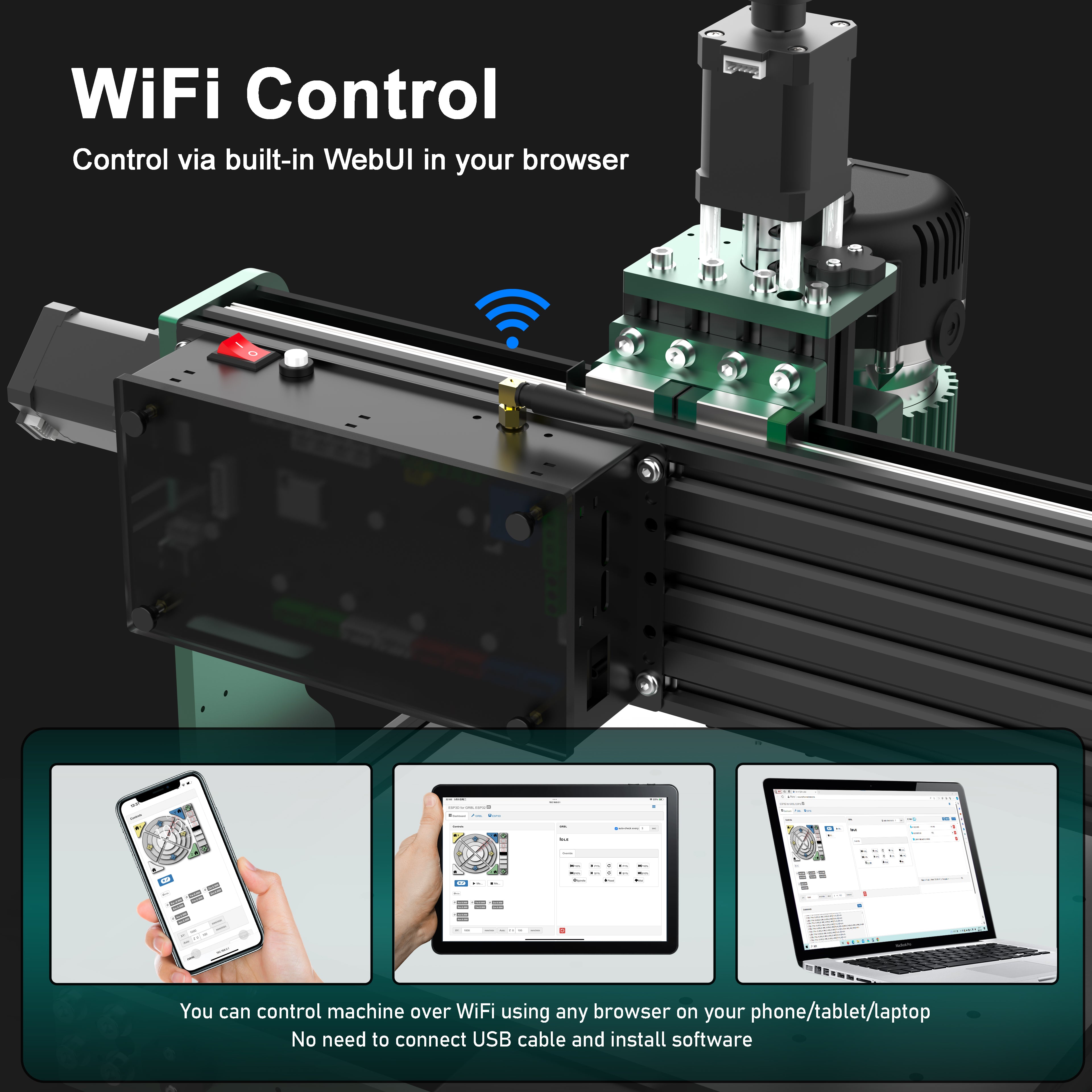 AnoleX CNC Router Machine 3030-Evo Max, All-Metal XYZ Axis Dual Steel Linear Guides with 800W Trim Router