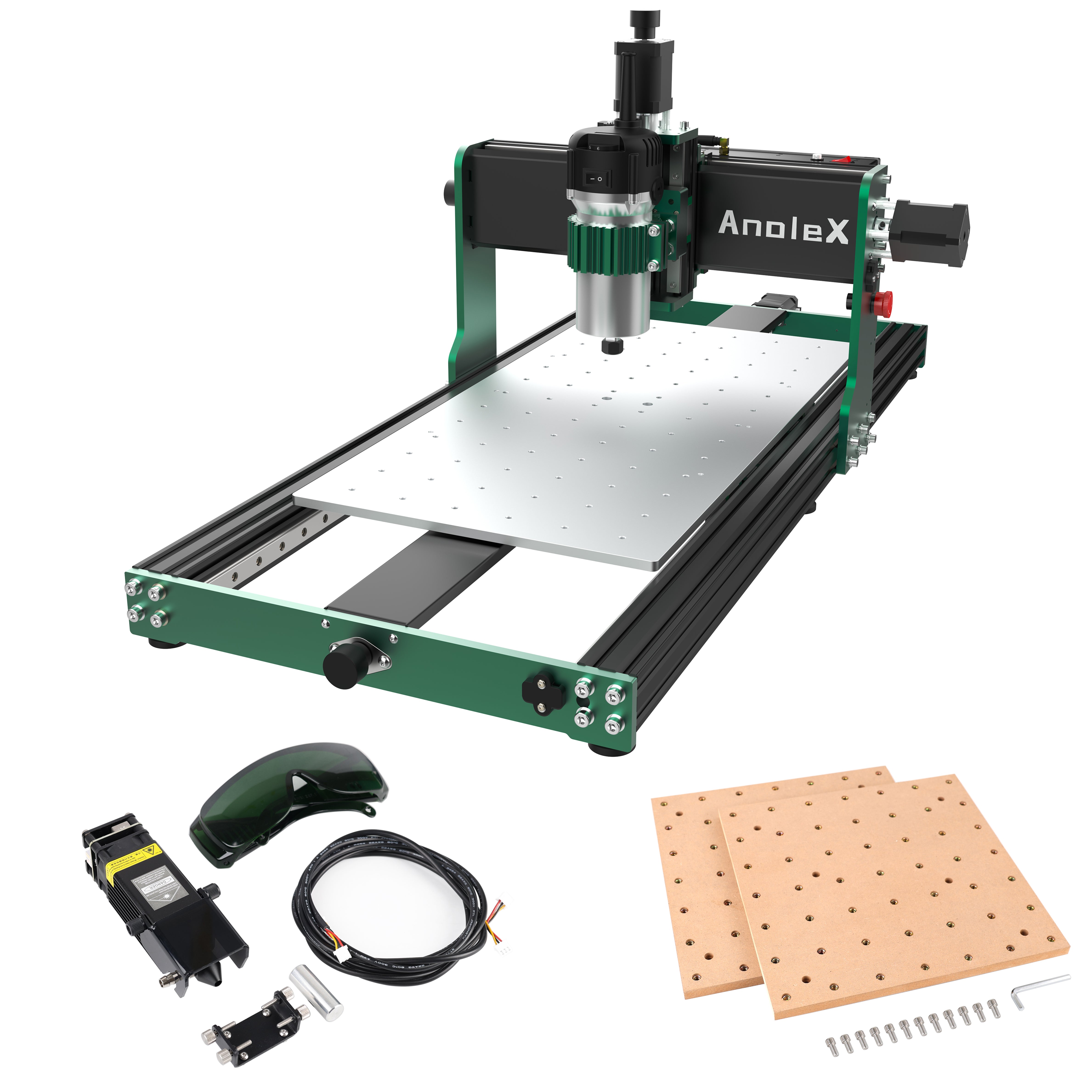 AnoleX CNC Router Machine 3060-Evo Max + 10W Laser Moudle+ MDF Spoilbo