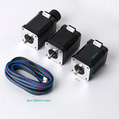 3Pcs Nema 17 Stepper Motor Bipolar 1.5A 65Ncm 42x42x60mm 1.8deg 4 Wires with 1m Cable and Connector