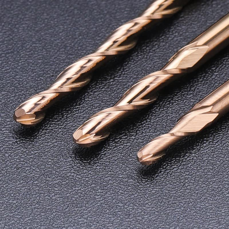 10pcs 1/8" Shank TiCN Coated Ball Nose CNC Router Bits | Cutting Diameter 1/1.5/2/2.5/3.175mm