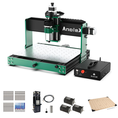 AnoleX CNC Router Machine 4030-Evo Ultra 2+ 10W Laser Module + MDF Spoilboard + Closed Loop Stepper Motor+ 4in1 CNC Bits Set