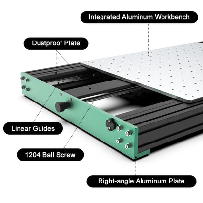 4060 Table All-Metal Y-axis Extension Base Kit with Dual Linear Guides& 1204 Ball Screw, 400 * 600mm Working Area and 600mm Travel
