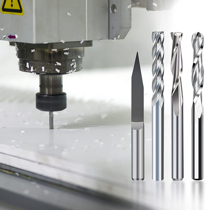 10Pcs CNC Router Bit Combination Kit, 1/8'' Shank End Mill Set Cutting Milling Tool Engraving Cutter Including Flat Nose/Ball Nose/V Bit End Mill