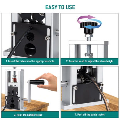 Manual Wire Stripper Machine, Wire Stripping for 0.06"- 0.86" (1.5-22mm)