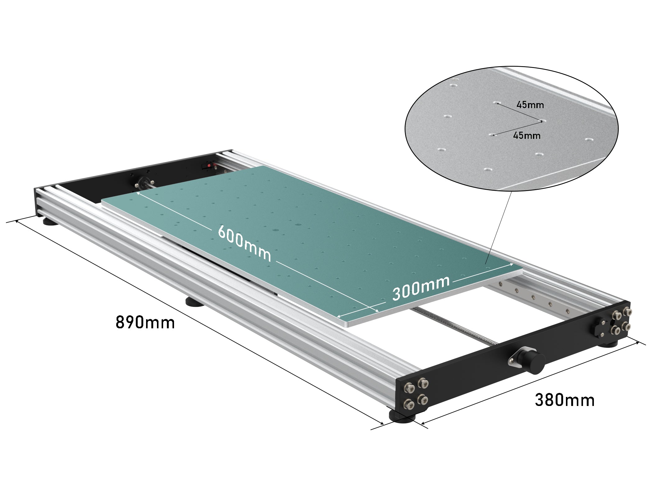 3060 Table All-Metal Y-axis Extension Base Kit with Dual Linear Guides, 300 * 600mm Working Area and 600mm Travel