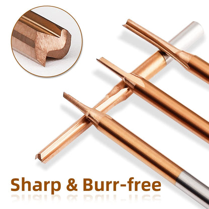 10Pcs CNC Router Bit Set, 1/8” Shank Straight CNC Bits TiCN Coating Carbide Engraving Tool End Milling Cutter| 1/1.5/2/2.5/3.175mm