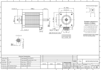 3Pcs Nema 17 Stepper Motor Bipolar 1.5A 65Ncm 42x42x60mm 1.8deg 4 Wires with 1m Cable and Connector