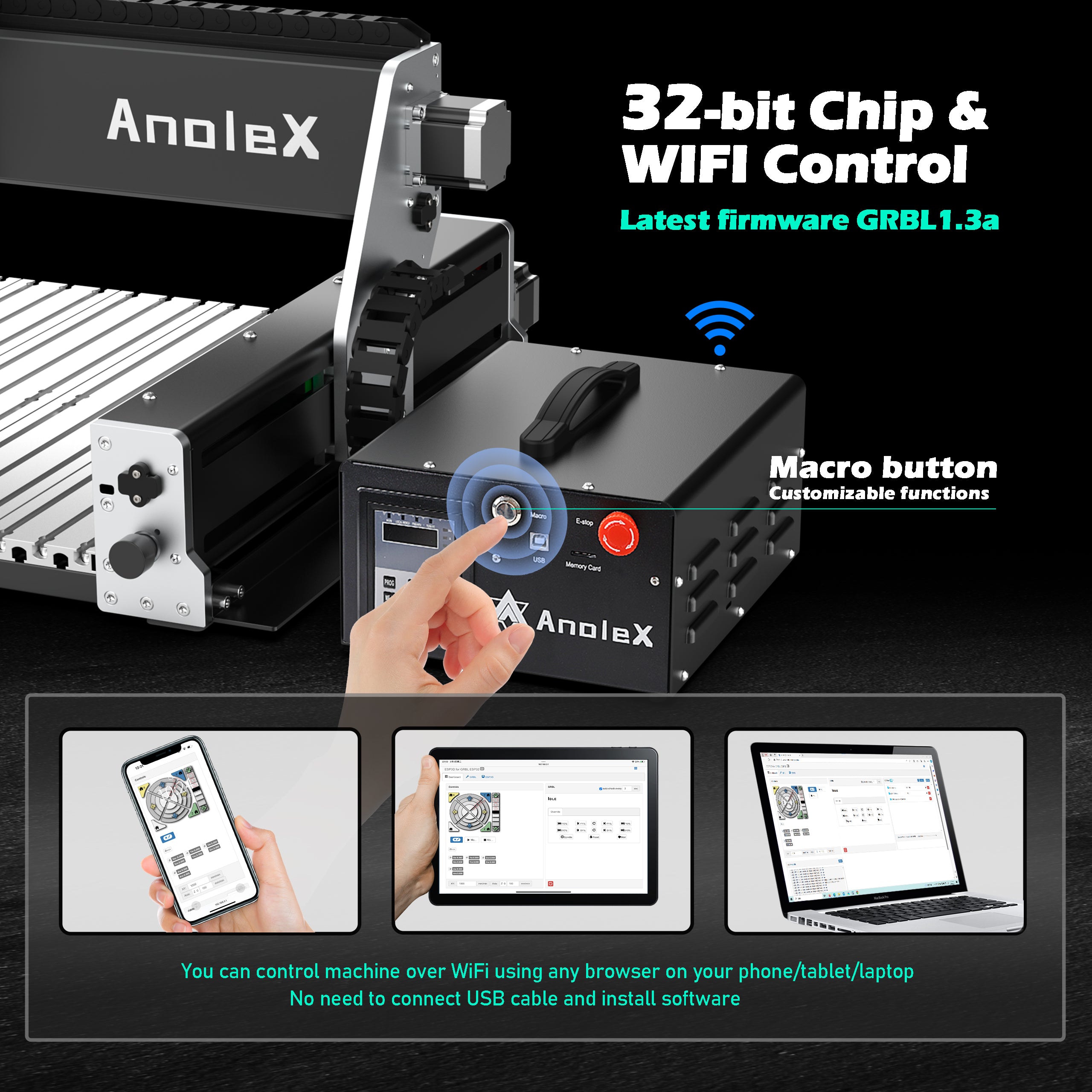 AnoleX CNC Router Machine RX6040 with 1.5KW Air Cooled Spindle, XYZ Ax