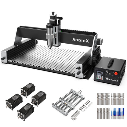 AnoleX CNC Router Machine RX6040+ Closed-loop Motor+ CNC Vise+ 4in1 CNC Bit Sets