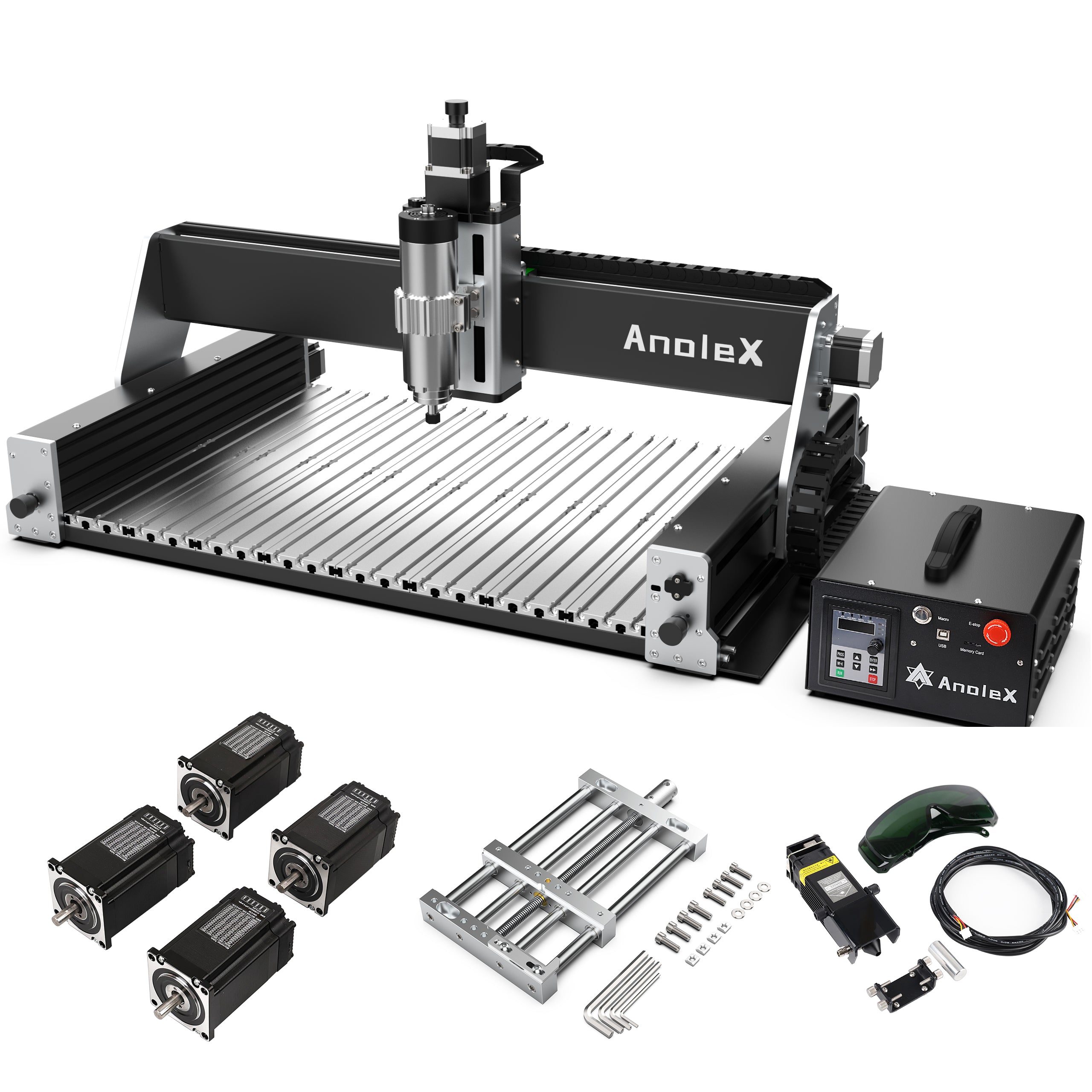 AnoleX CNC Router Machine RX6040+ Closed-loop Motor+ CNC Vise+ 10W Laser Module