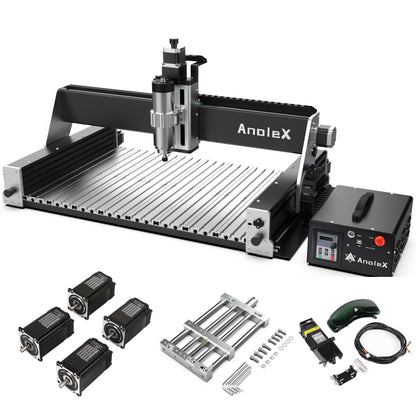 AnoleX CNC Router Machine RX6040+ Closed-loop Motor+ CNC Vise+ 10W Laser Module