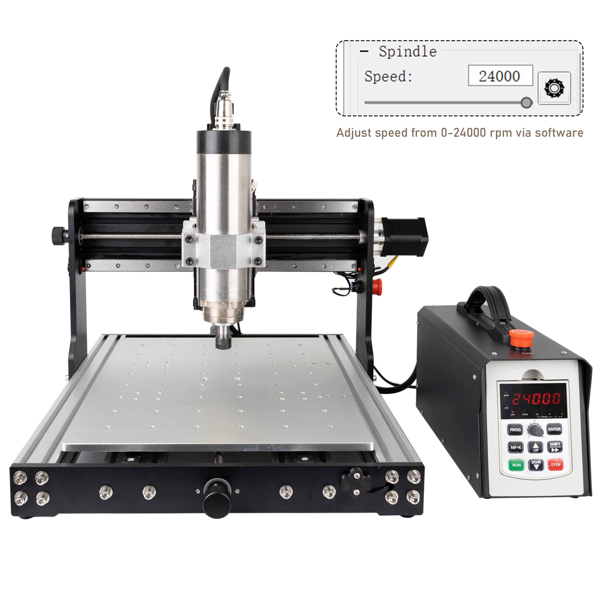 AnoleX 3030-Evo Pro Desktop CNC Router +1.5kw Spindle Kit + 65mm Spindle Clamp + MDF Spoilboard