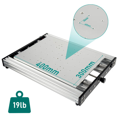 All-Metal Y-axis Extension Base Kit with Dual Linear Guides, 300 * 400mm Working Area and 300mm Travel