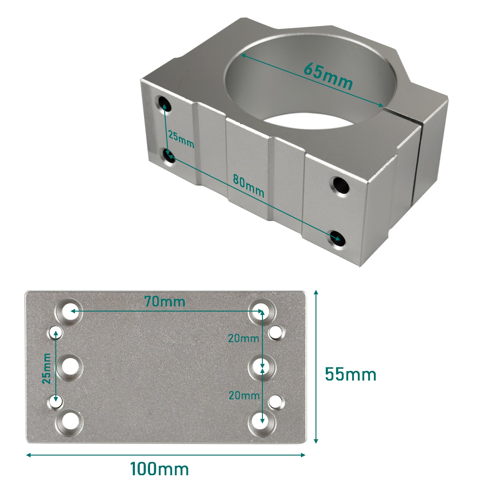 65mm Diameter Aluminum CNC Spindle Holder Mount for AnoleX CNC Router Machine 3020-Evo/3030-Evo Pro/4030-Evo Ultra